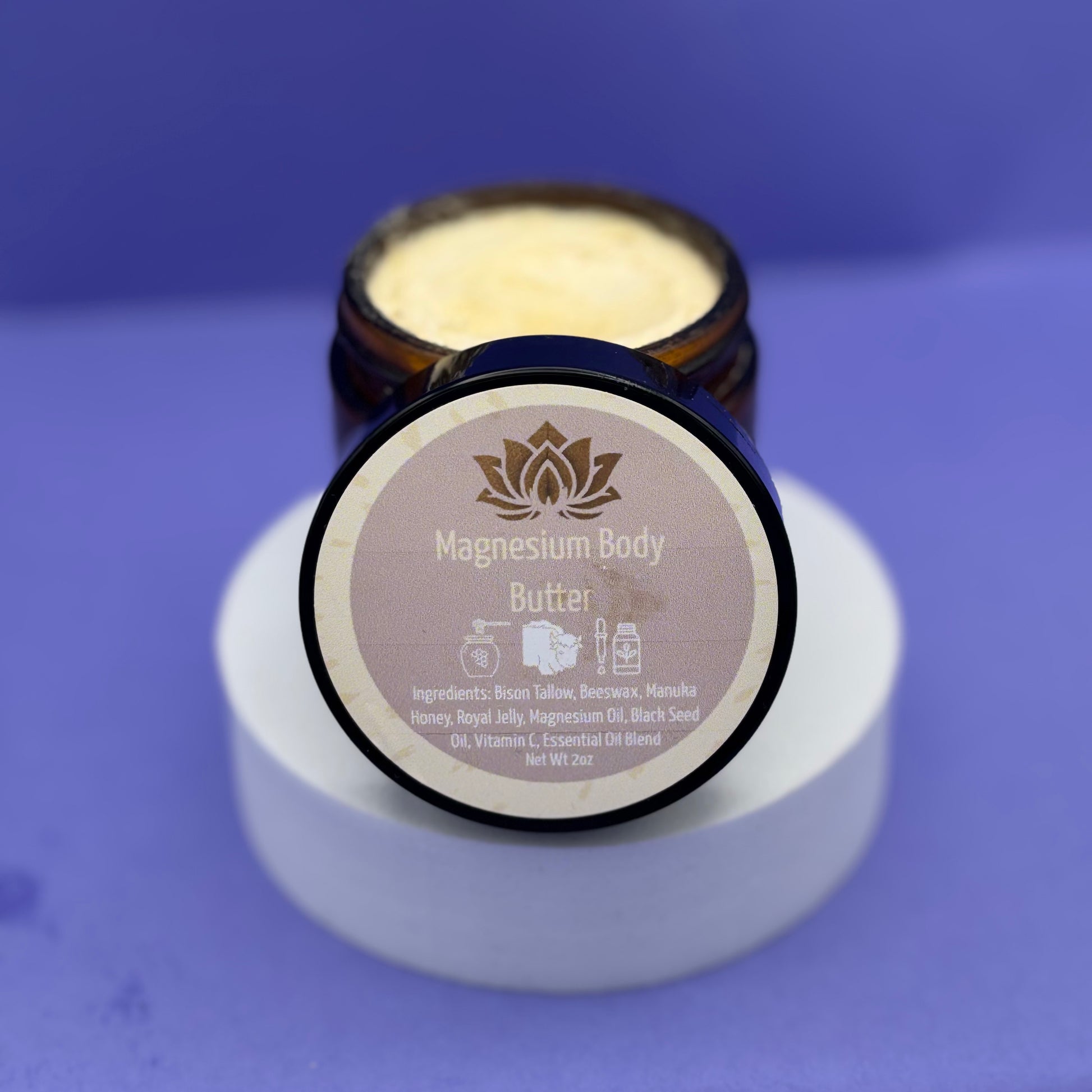 magnesium chloride infused bison tallow balm for sleep, relaxation and skin rejuvenation while you sleep