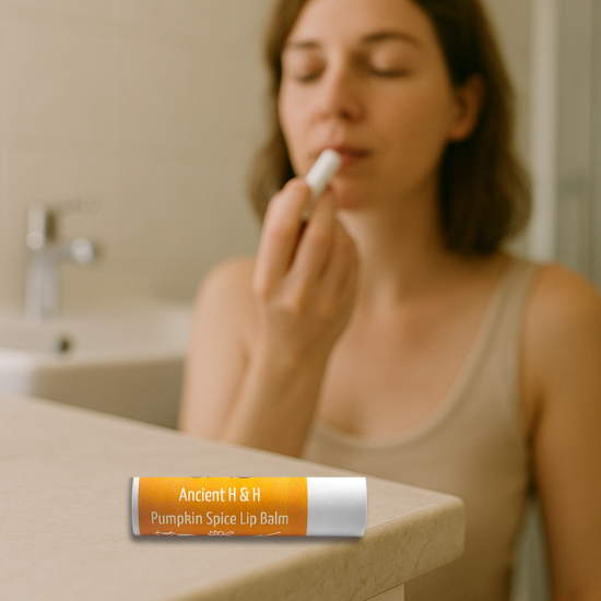 woman applying tallow lip balm to dry cracked lips