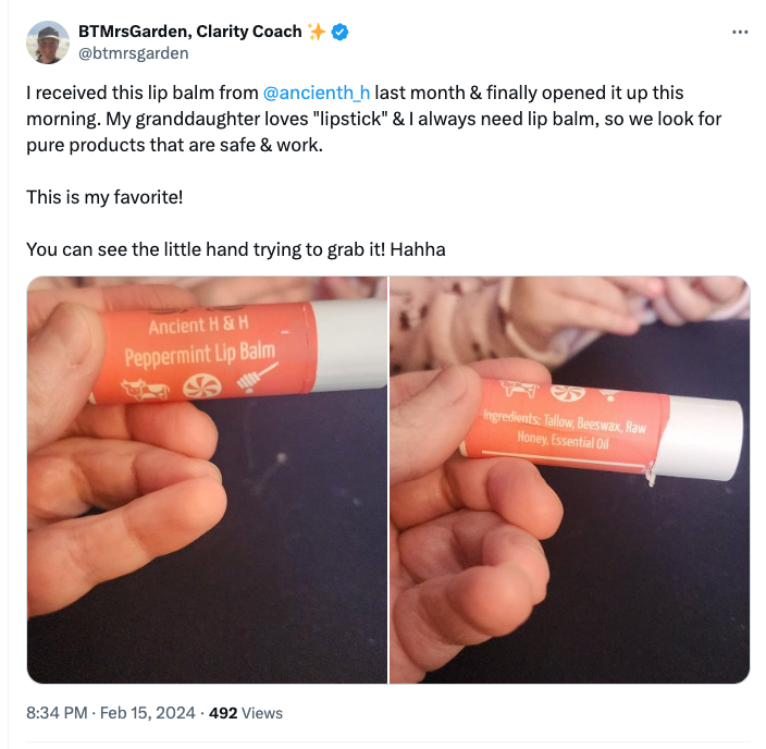 100% grassfed beef tallow lip balm whipped with raw honey and natural essential oils best for dry cracked lips