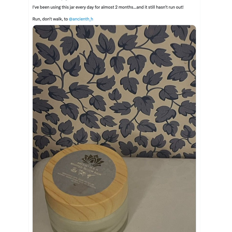 100% grassfed beef tallow balm whipped with raw honey and natural essential oils best for dry cracked sensitive skin