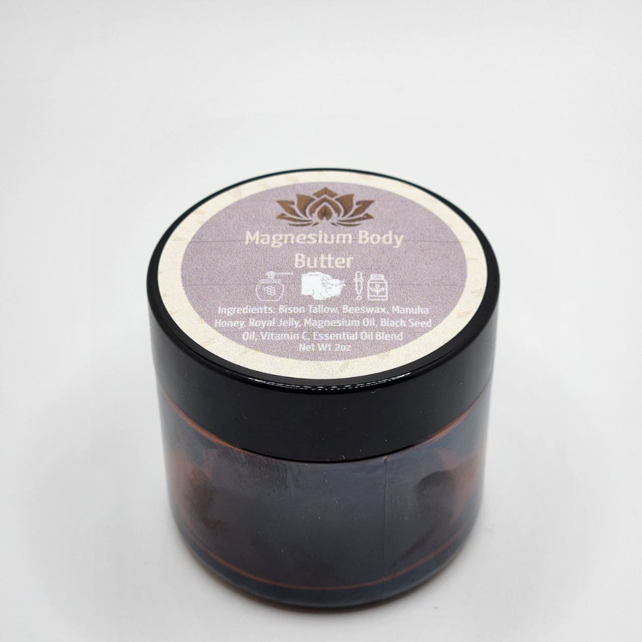 Magnesium body butter with bison tallow, beeswax & essential oils for relaxation & deep moisture.