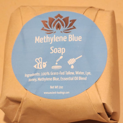 Methylene blue-infused tallow soap for deep skin nourishment & a refreshing minty scent.